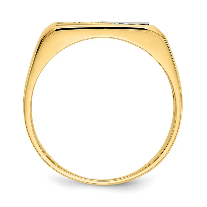 Goldia Rings 14K Yellow Gold Onyx Mother of Pearl u0026 A Quality Real Diamond Mens Ring