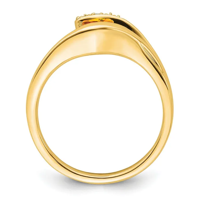 Goldia Rings 14K Yellow Gold Trillion Citrine and Real Diamond Ring