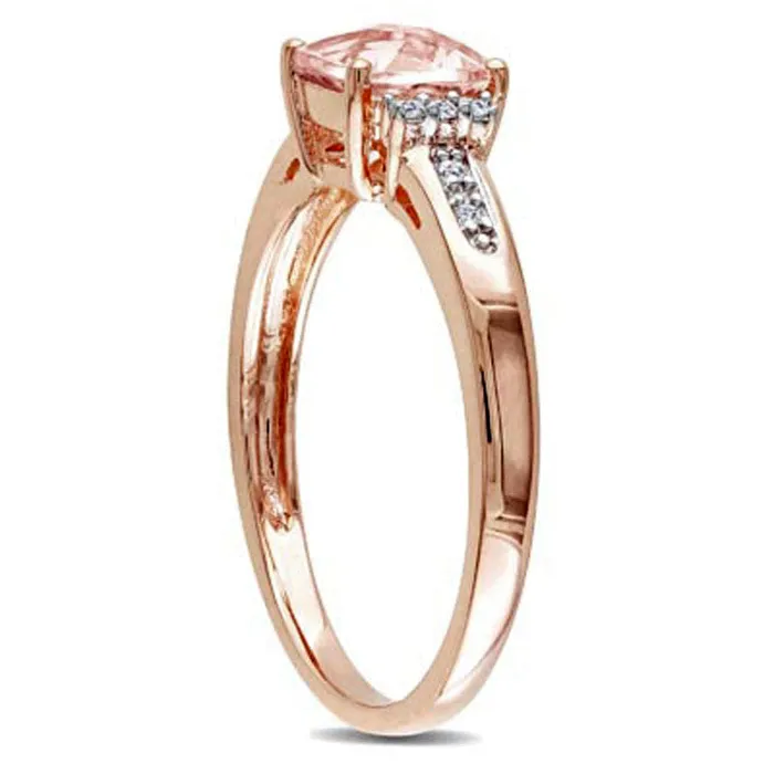Goldia Rings 60mm CushionCut Pink Morganite and Natural Diamond Accent Engagement Ring in Solid 10K Rose Gold
