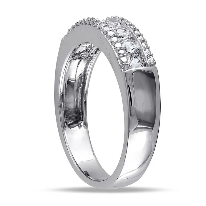 Goldia Rings LabCreated White Sapphire Beaded Seven Stone Ring in Sterling Silver