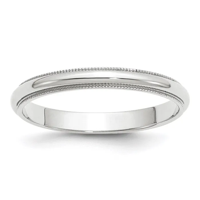 Goldia Rings Solid 10K White Gold 3mm Milgrain Half Round MensWomens Wedding Band Ring Size 14