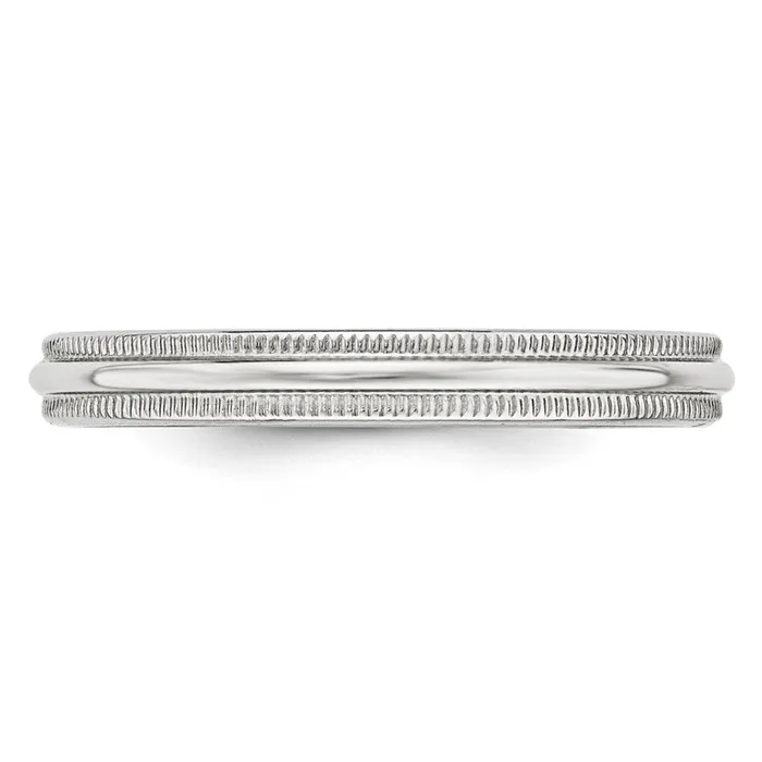 Goldia Rings Solid 10K White Gold 3mm Milgrain Half Round MensWomens Wedding Band Ring Size 14