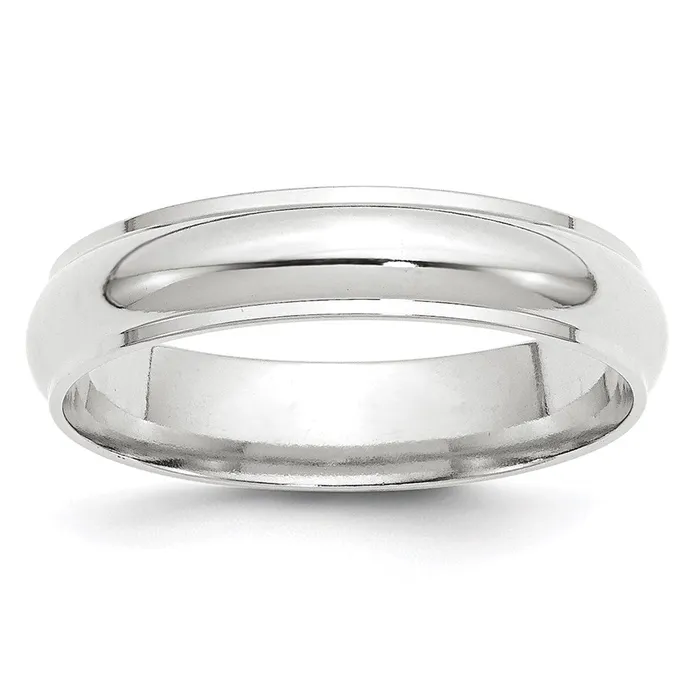 Goldia Rings Solid 10K White Gold 5mm Half Round with Edge MensWomens Wedding Band Ring Size 55