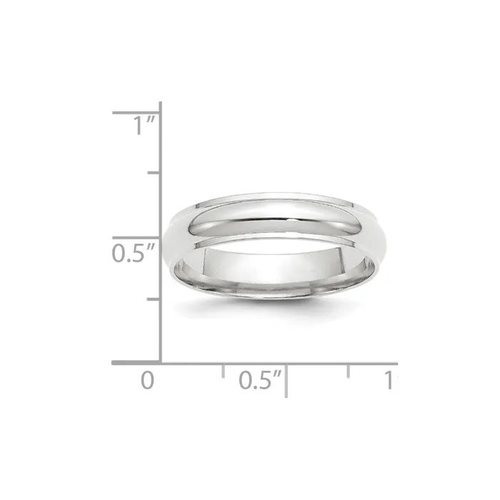 Goldia Rings Solid 10K White Gold 5mm Half Round with Edge MensWomens Wedding Band Ring Size 55