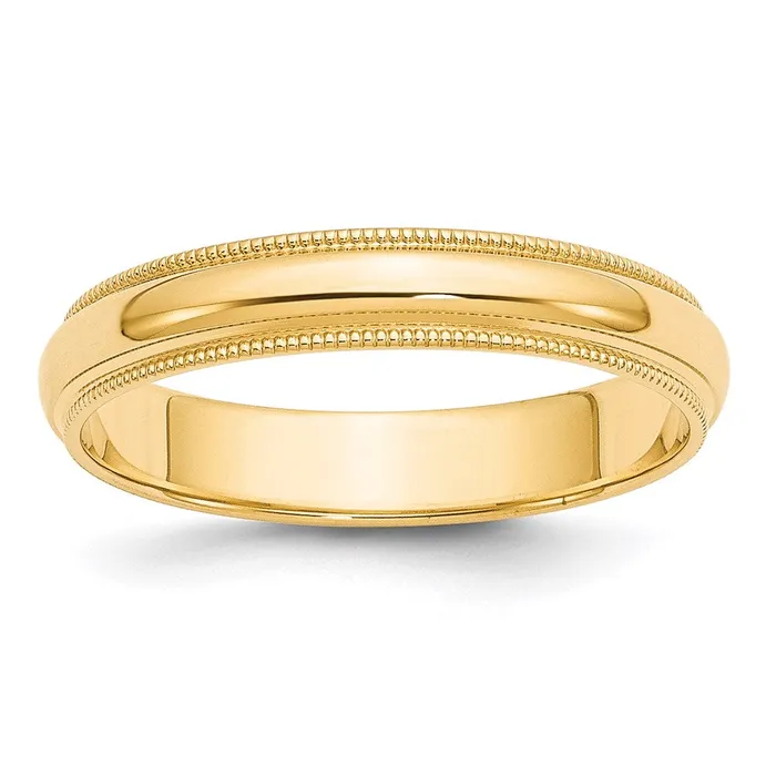 Goldia Rings Solid 10K Yellow Gold 4mm Milgrain HalfRound Wedding MensWomens Wedding Band Ring Size 75