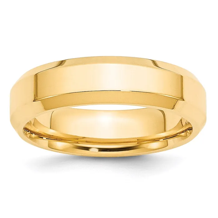 Goldia Rings Solid 10K Yellow Gold 6mm Bevel Edge Comfort Fit MensWomens Wedding Band Ring Size 13