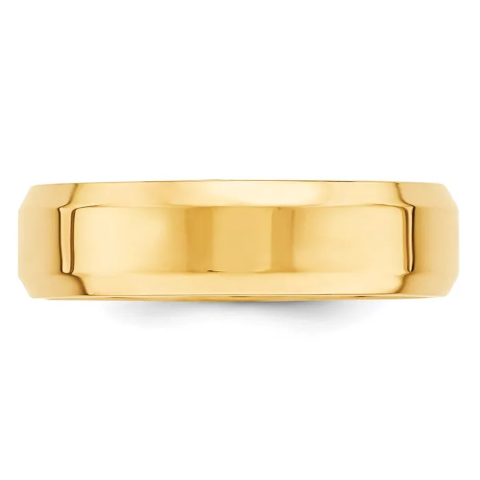 Goldia Rings Solid 10K Yellow Gold 6mm Bevel Edge Comfort Fit MensWomens Wedding Band Ring Size 13
