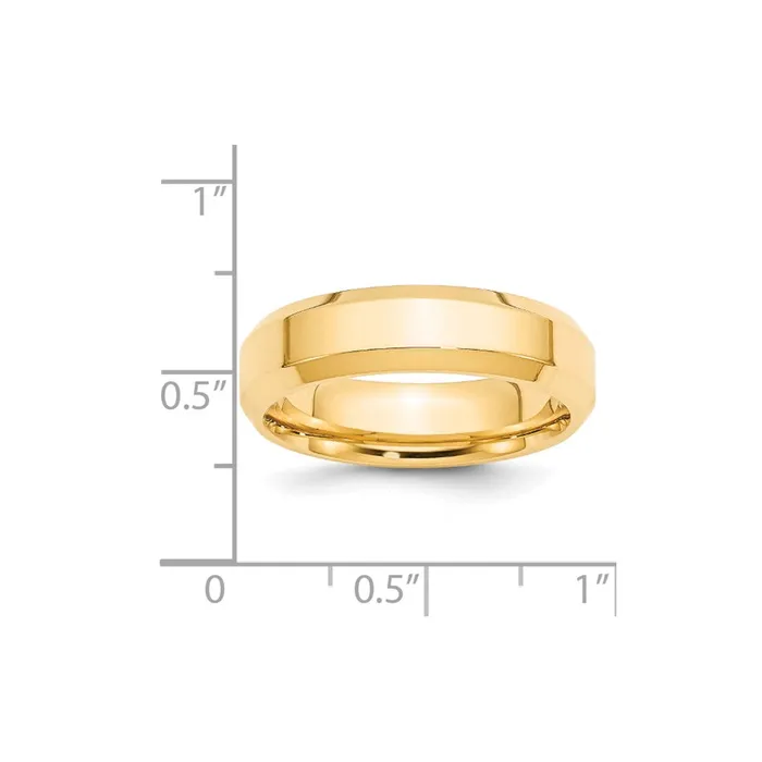 Goldia Rings Solid 10K Yellow Gold 6mm Bevel Edge Comfort Fit MensWomens Wedding Band Ring Size 13