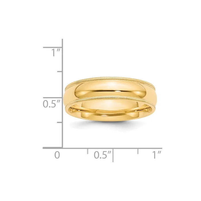 Goldia Rings Solid 10K Yellow Gold 6mm Milgrain Comfort Wedding MensWomens Wedding Band Ring Size 65
