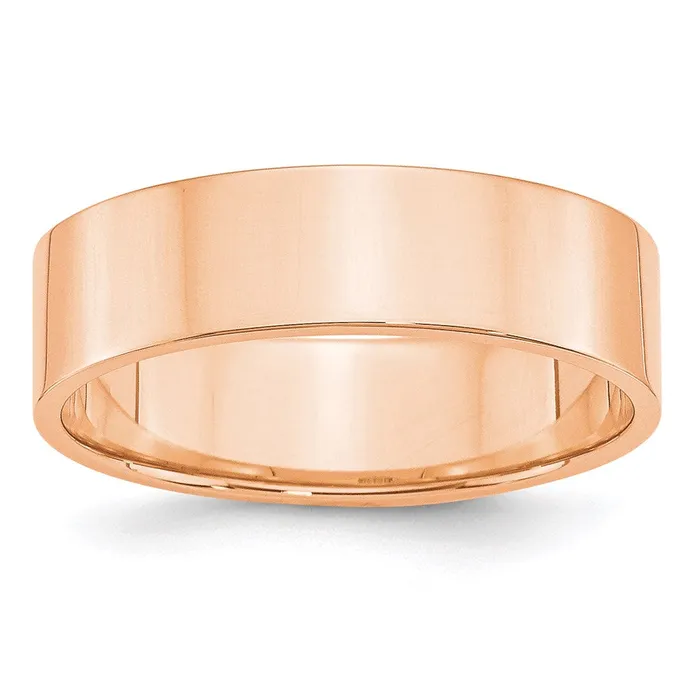 Goldia Rings Solid 10K Yellow Gold Rose Gold 6mm Light Weight Flat MensWomens Wedding Band Ring Size 6