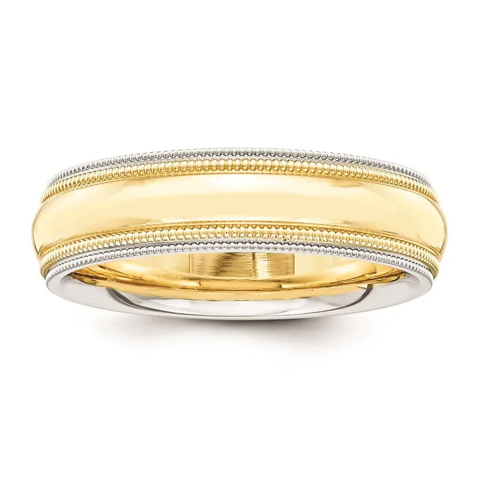 Goldia Rings Solid 10K Yellow Gold TwoTone 5mm MilgrainedEdged Size 7 Wedding MensWomens Wedding Band Ring
