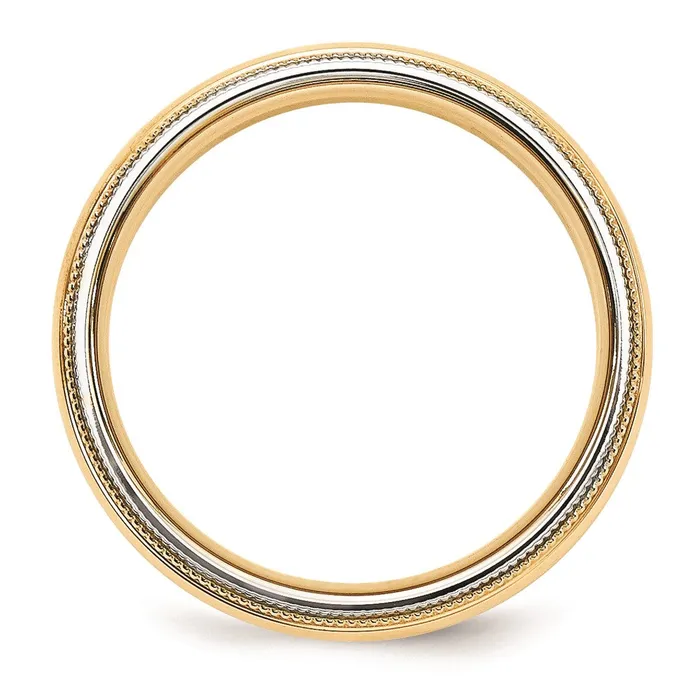 Goldia Rings Solid 10K Yellow Gold TwoTone 5mm MilgrainedEdged Size 7 Wedding MensWomens Wedding Band Ring