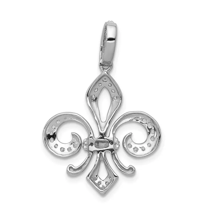 Goldia Rings Solid 14k Twotone Simulated CZ Fleur De Lis Pendant