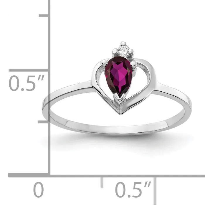 Goldia Rings Solid 14k White Gold 5x3mm Pear Rhodolite Simulated Garnet AAA CZ Ring