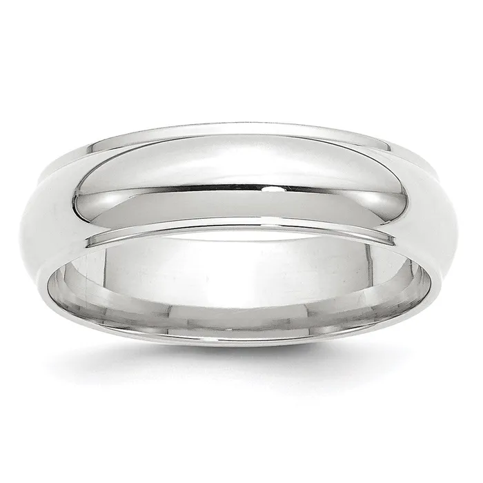 Goldia Rings Solid 14K White Gold 6mm Half Round with Edge MensWomens Wedding Band Ring Size 12