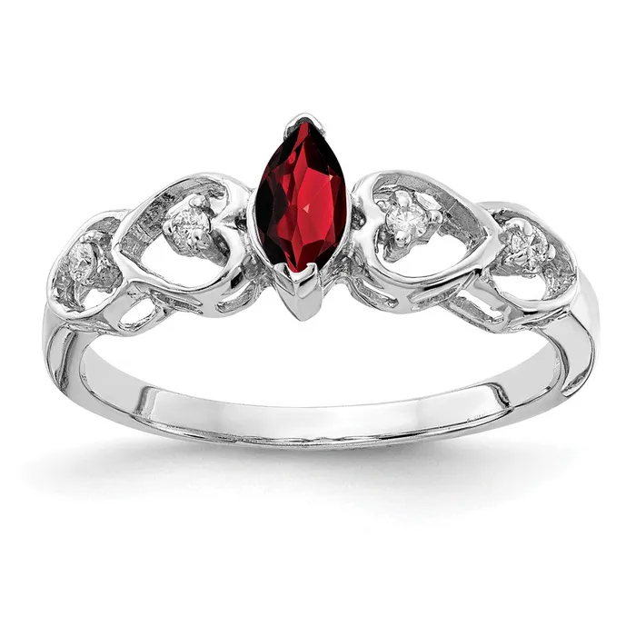 Goldia Rings Solid 14k White Gold 6x3mm Marquise Simulated Garnet A CZ Ring