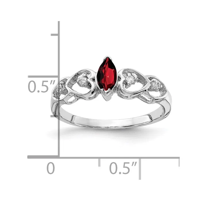 Goldia Rings Solid 14k White Gold 6x3mm Marquise Simulated Garnet A CZ Ring
