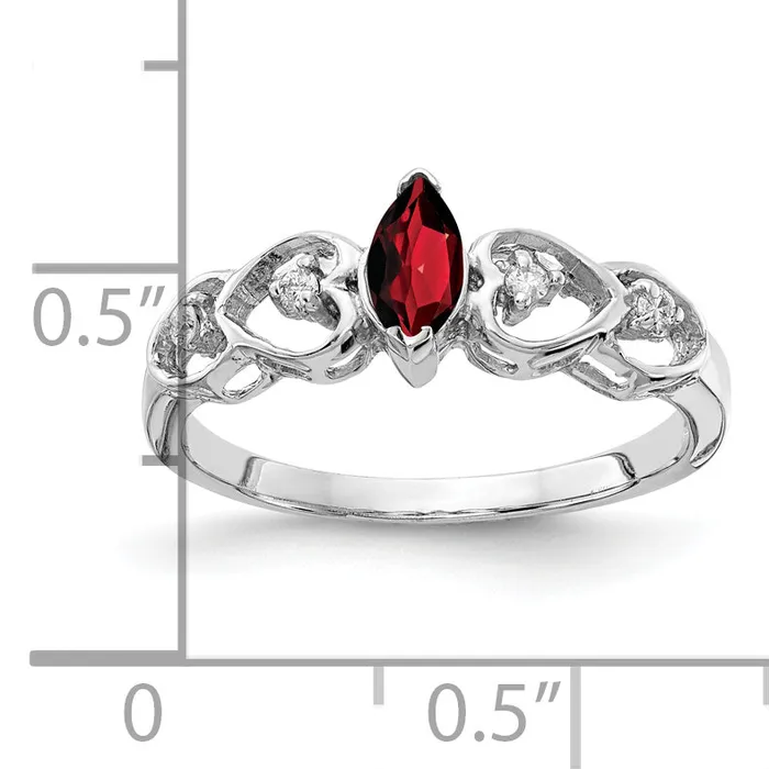 Goldia Rings Solid 14k White Gold 6x3mm Marquise Simulated Garnet AAA CZ Ring