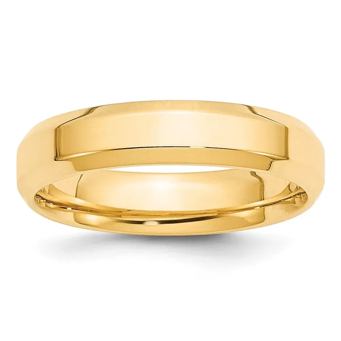 Goldia Rings Solid 14K Yellow Gold 5mm Bevel Edge Comfort Fit MensWomens Wedding Band Ring Size 6