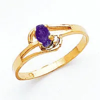 Goldia Rings Solid 14k Yellow Gold 5x3mm Oval Tsavorite VS Simulated CZ Ring