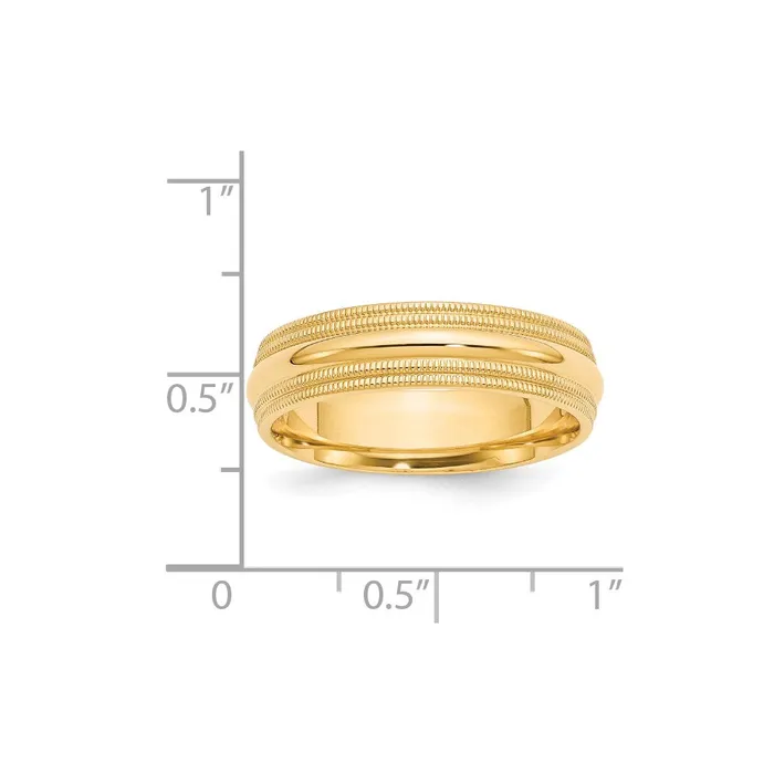 Goldia Rings Solid 14K Yellow Gold 6mm Double Milgrain Comfort Fit MensWomens Wedding Band Ring Size 8 Goldia Rings Solid 14K Yellow Gold 6mm Double Milgrain Comfort Fit MensWomens Wedding Band Ring Size 8