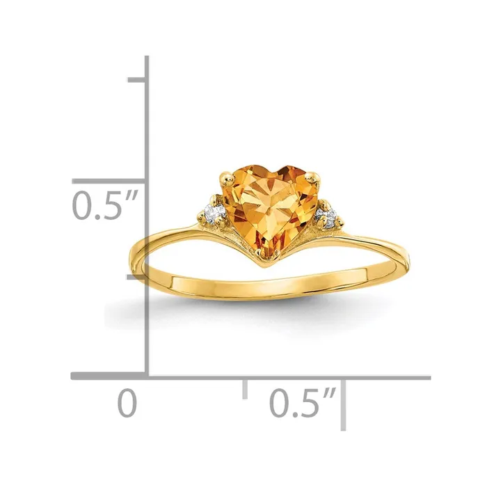Goldia Rings Solid 14k Yellow Gold 6mm Heart Simulated Citrine A CZ Ring