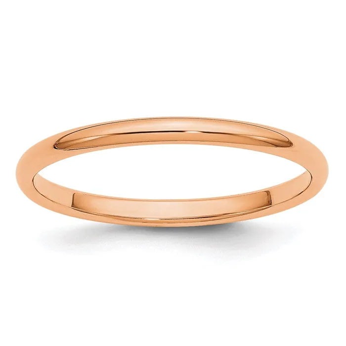 Goldia Rings Solid 14K Yellow Gold Rose Gold 2mm HalfRound Wedding MensWomens Wedding Band Ring Size 75