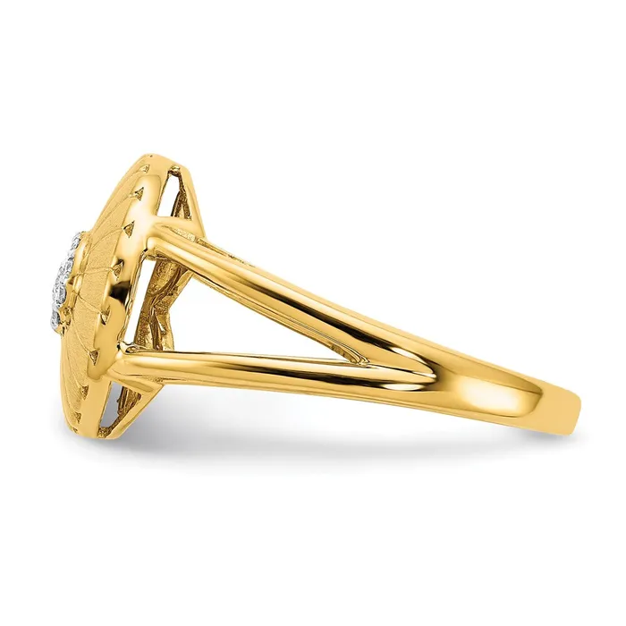 Goldia Rings Solid 14k Yellow Gold Satin Simulated CZ Flower Ring