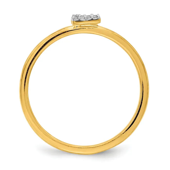 Goldia Rings Solid 14k Yellow Gold Simulated CZ Initial E Ring