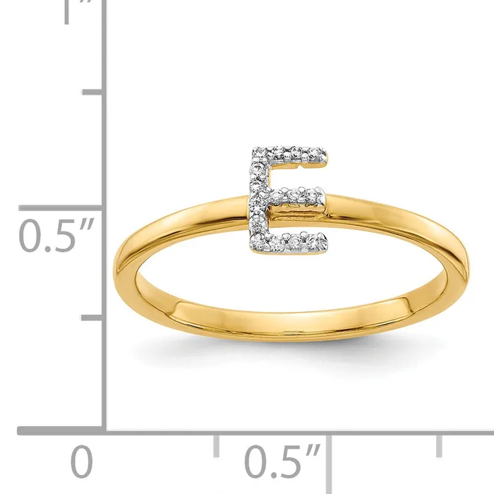 Goldia Rings Solid 14k Yellow Gold Simulated CZ Initial E Ring