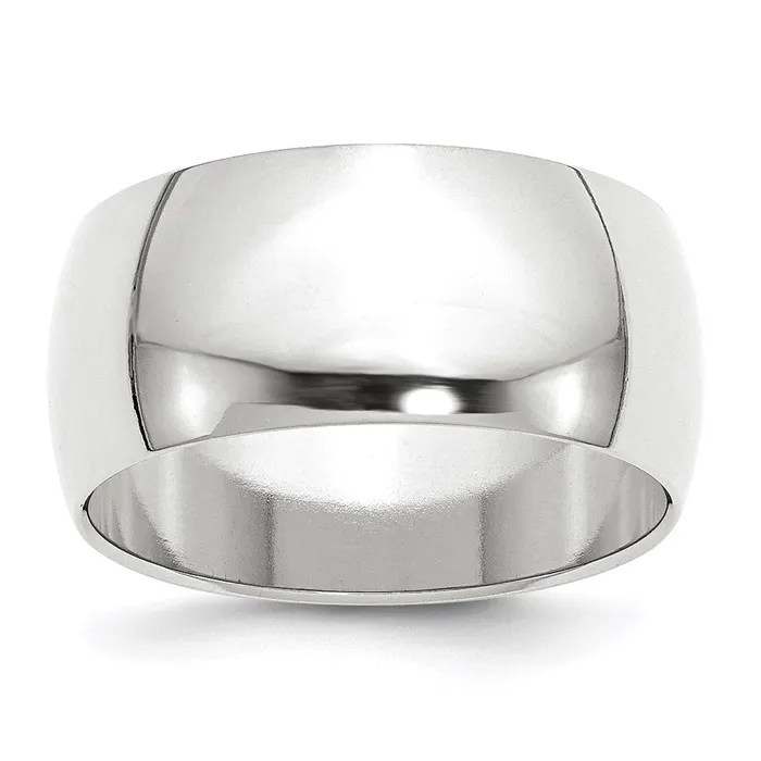 Goldia Rings Solid 18K White Gold 10mm Half Round MensWomens Wedding Band Ring Size 105