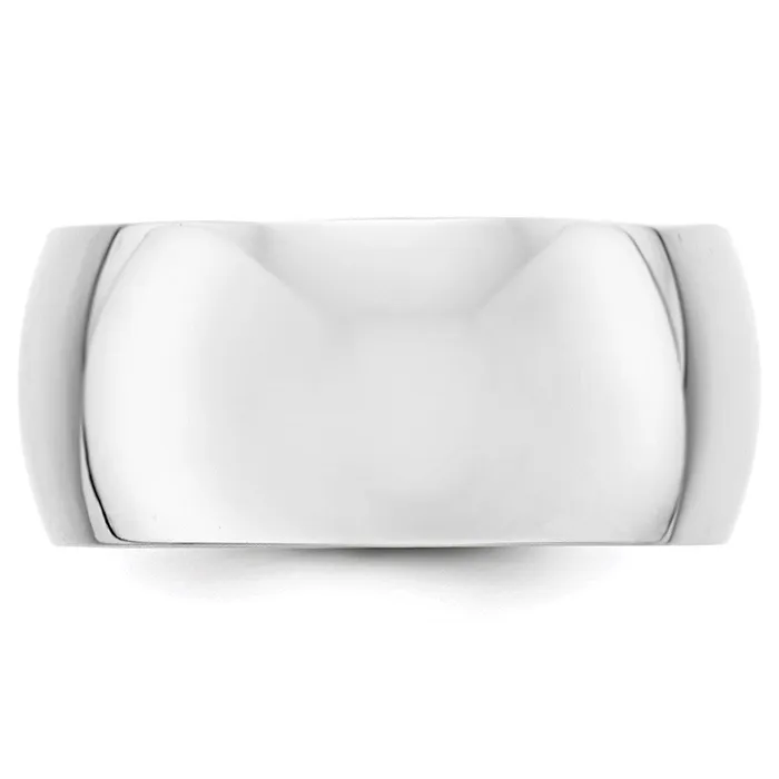 Goldia Rings Solid 18K White Gold 10mm Half Round MensWomens Wedding Band Ring Size 105
