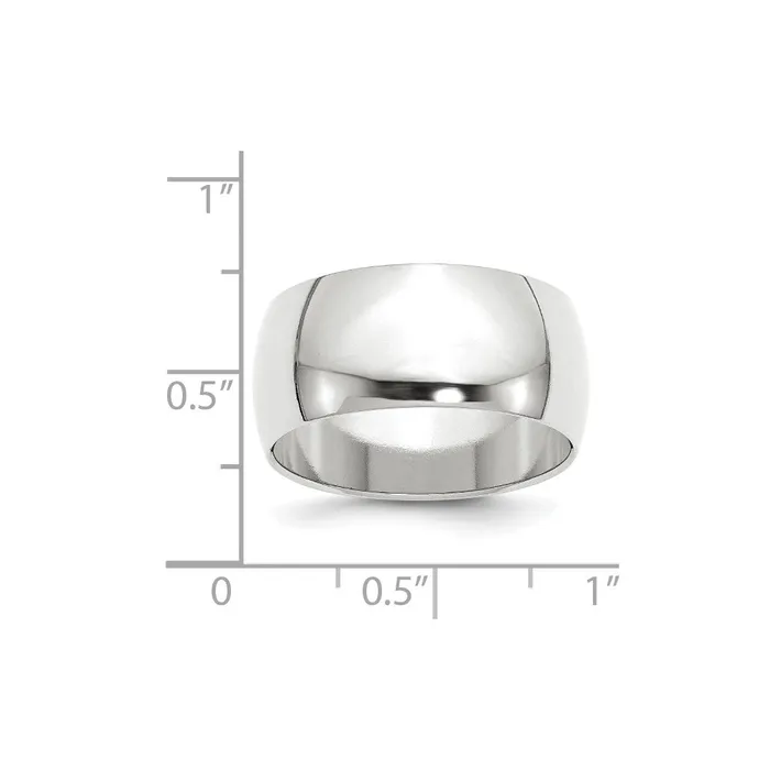 Goldia Rings Solid 18K White Gold 10mm Half Round MensWomens Wedding Band Ring Size 105