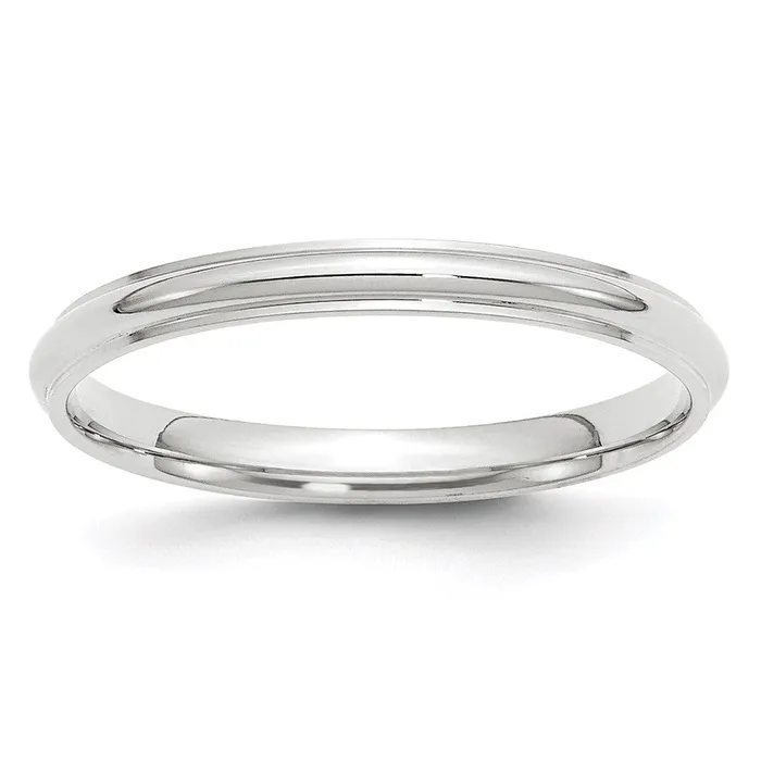 Goldia Rings Solid 18K White Gold 25mm Half Round with Edge MensWomens Wedding Band Ring Size 7