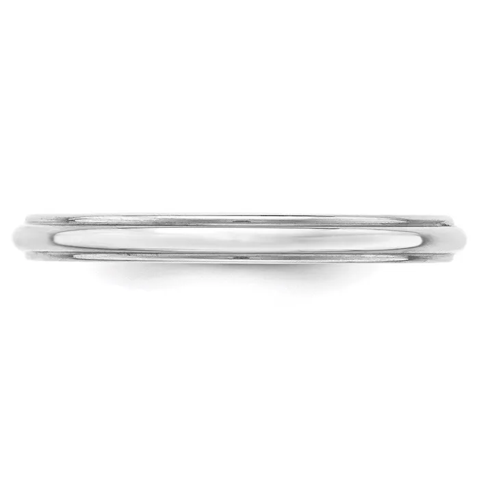 Goldia Rings Solid 18K White Gold 25mm Half Round with Edge MensWomens Wedding Band Ring Size 7