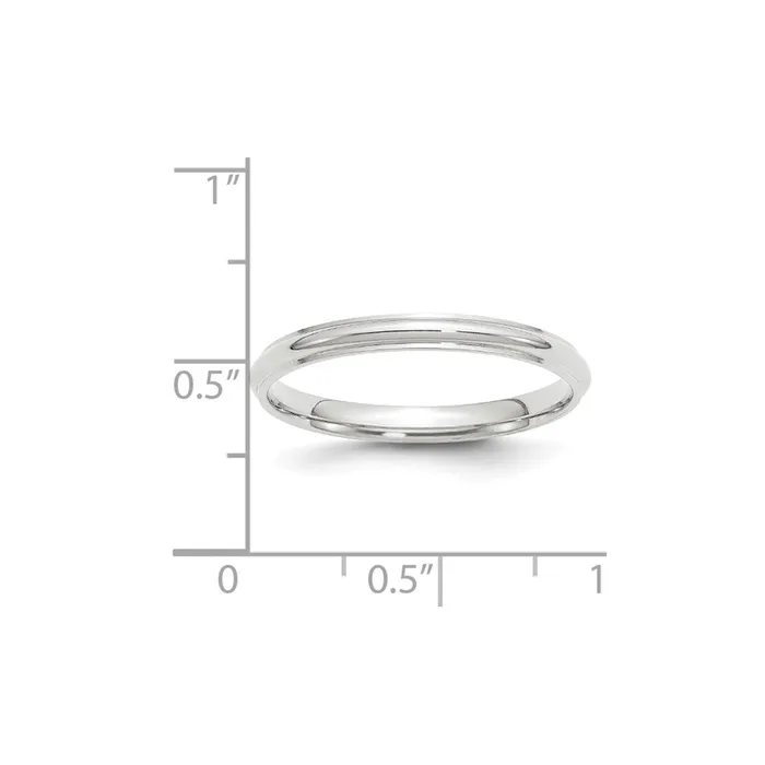 Goldia Rings Solid 18K White Gold 25mm Half Round with Edge MensWomens Wedding Band Ring Size 7