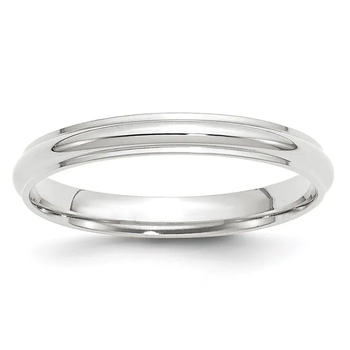 Goldia Rings Solid 18K White Gold 3mm Half Round with Edge MensWomens Wedding Band Ring Size 12