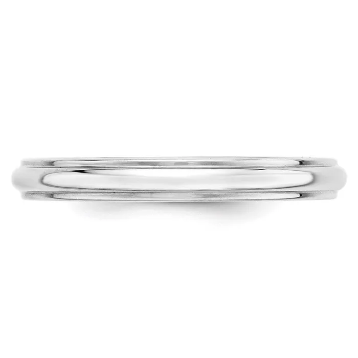 Goldia Rings Solid 18K White Gold 3mm Half Round with Edge MensWomens Wedding Band Ring Size 12