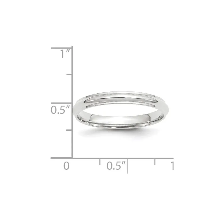 Goldia Rings Solid 18K White Gold 3mm Half Round with Edge MensWomens Wedding Band Ring Size 12