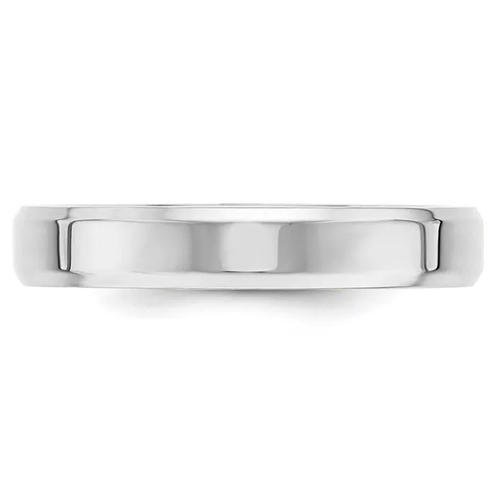 Goldia Rings Solid 18K White Gold 4mm Bevel Edge Comfort Fit MensWomens Wedding Band Ring Size 45