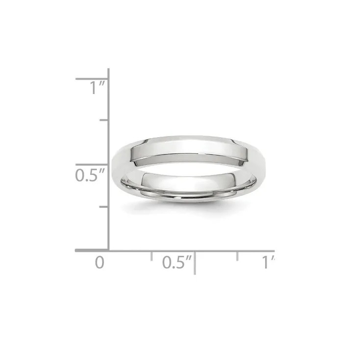 Goldia Rings Solid 18K White Gold 4mm Bevel Edge Comfort Fit MensWomens Wedding Band Ring Size 45