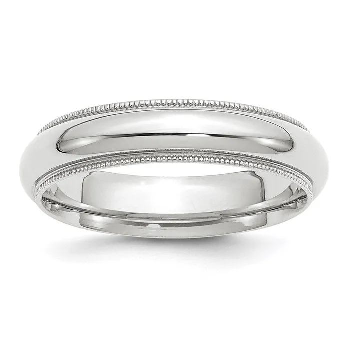 Goldia Rings Solid 18K White Gold 5mm Milgrain Comfort Fit MensWomens Wedding Band Ring Size 10