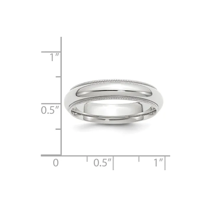 Goldia Rings Solid 18K White Gold 5mm Milgrain Comfort Fit MensWomens Wedding Band Ring Size 10