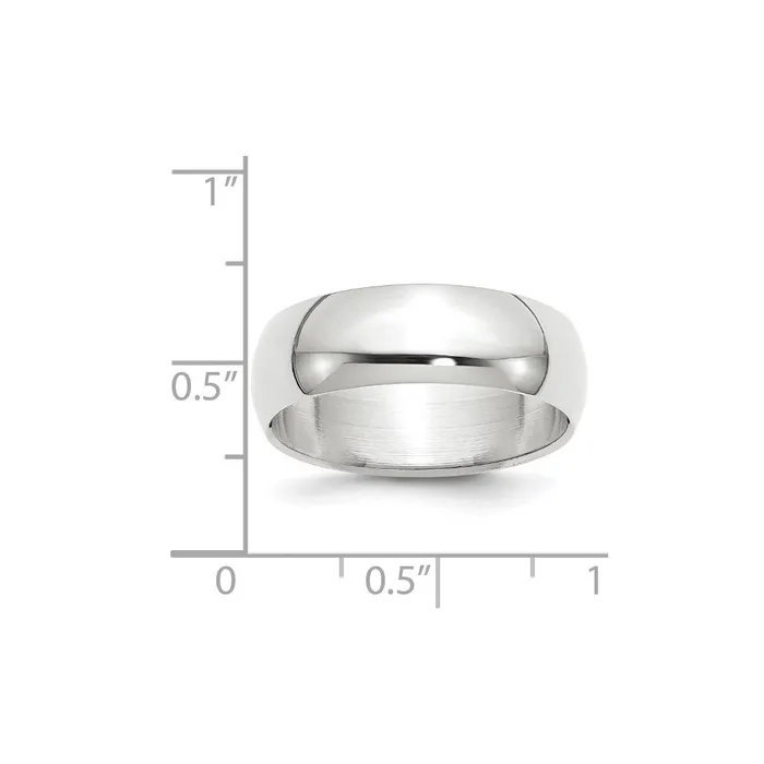 Goldia Rings Solid 18K White Gold 7mm Half Round MensWomens Wedding Band Ring Size 125
