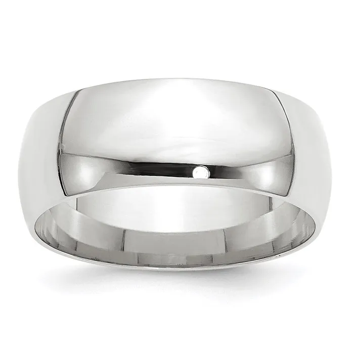 Goldia Rings Solid 18K White Gold 8mm Light Weight Comfort Fit MensWomens Wedding Band Ring Size 125