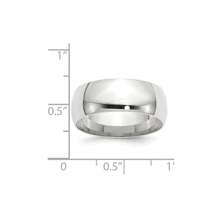 Goldia Rings Solid 18K White Gold 8mm Light Weight Comfort Fit MensWomens Wedding Band Ring Size 125