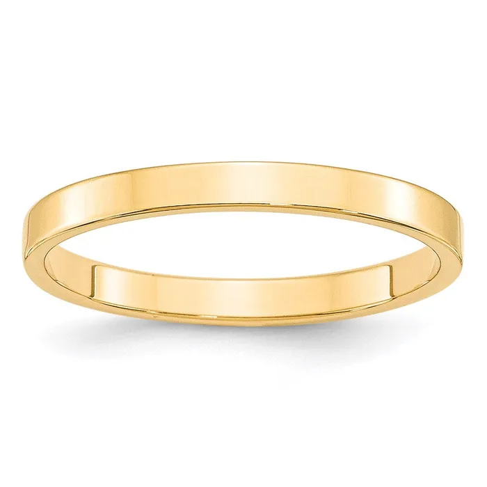 Goldia Rings Solid 18K Yellow Gold 25mm Light Weight Flat MensWomens Wedding Band Ring Size 85