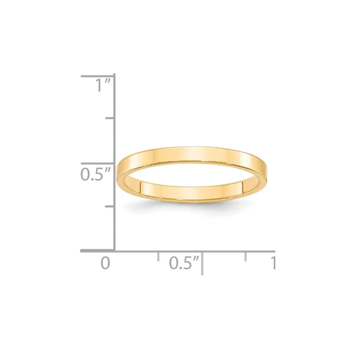 Goldia Rings Solid 18K Yellow Gold 25mm Light Weight Flat MensWomens Wedding Band Ring Size 85