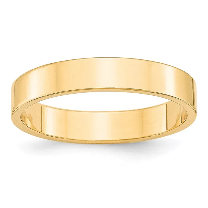 Goldia Rings Solid 18K Yellow Gold 4mm Light Weight Flat MensWomens Wedding Band Ring Size 85
