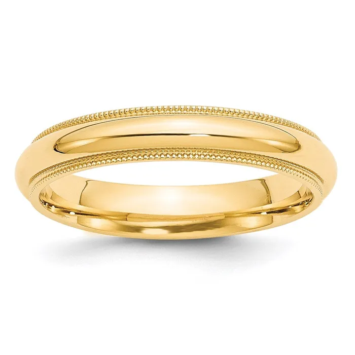 Goldia Rings Solid 18K Yellow Gold 4mm Milgrain Comfort Wedding MensWomens Wedding Band Ring Size 95